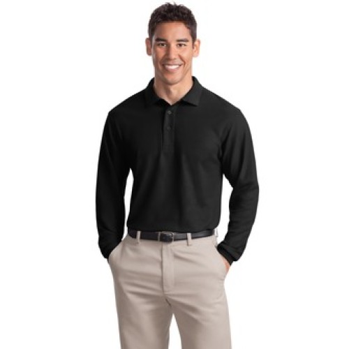 Mens Tall Size Silk Touch™ Long Sleeve Polo - Embroidered