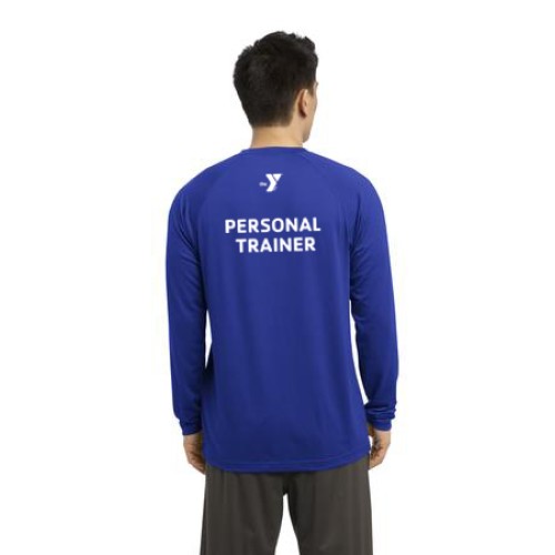 Mens Ultimate (Feels Like Cotton  Long Sleeve Performance Crew - LC Y STAFF - Y Personal Trainer Back