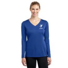 Ladies V-Neck Long Sleeve Competitor™ Tee - LC Y STAFF - Y Personal Trainer Back