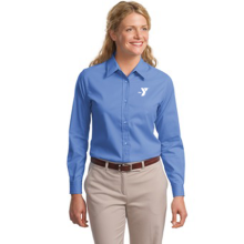 Ladies Long Sleeve Easy Care Shirt - Embroidered YMCA Logo