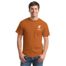 Adult 100% Cotton Tee  - Left Chest Y Staff Logo - Optional  Back Print