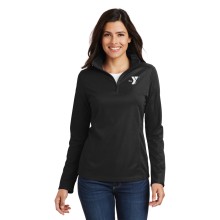 Ladies Pinpoint Mesh 1/2-Zip - Embroidered