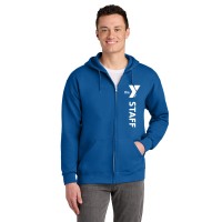 Adult Hooded Full Zip Sweat Shirt - Screen Printed w/ Vertical STAFF