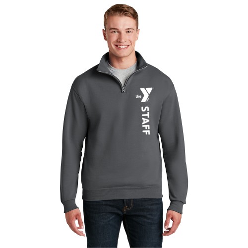 Men's 1/4-Zip Cadet Collar Sweatshirt - Screen Printed w/ Vertical STAFF