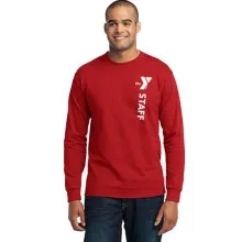 Adult 5.5oz 50/50 Long Sleeve Cotton Tee  - Vertical Staff Logo