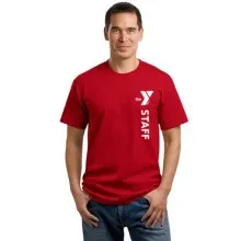 Adult 5.4oz 100% Cotton Tee - Vertical Staff Logo