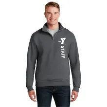 Men's 1/4-Zip Cadet Collar Sweatshirt - Screen Printed w/ Vertical STAFF